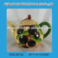 Popular handpainting olive design ceramic teapot with cup